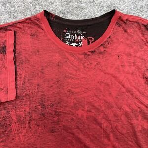 Archaic Affliction t-shirt men's 2XL red black grunge gothic biker distressed
